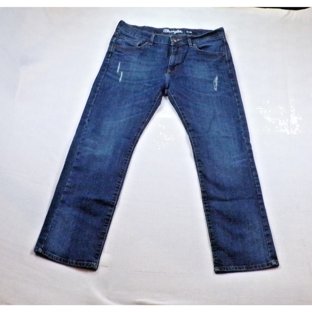 WRANGLER RETRO Premium 88MWZ Slim Straight Leg Jeans 34x30 Dark Wash Western